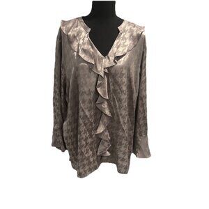 NWT Investments Riley Light Gold Ruffle Neck Blouse Size 2X